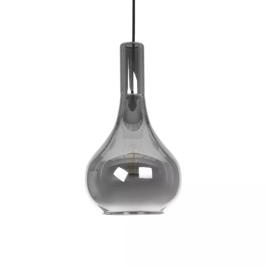 GLOBOSTAR® ΤΟΝΕ  Μοντέρνο Κρεμαστό Φωτιστικό Οροφής με Ντουί 1 x E27 AC 220-240V IP20 - Μαύρο Φιμέ - Μ20 x Π20 x Υ36cm