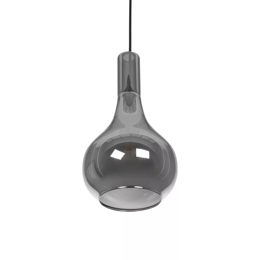 GLOBOSTAR® ΤΟΝΕ  Μοντέρνο Κρεμαστό Φωτιστικό Οροφής με Ντουί 1 x E27 AC 220-240V IP20 - Μαύρο Φιμέ - Μ20 x Π20 x Υ36cm