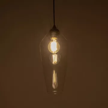 GLOBOSTAR® BOHEMIA 206-0039 Μοντέρνο Κρεμαστό Φωτιστικό Οροφής με Ντουί 1 x E27 AC 220-240V IP20 - Διάφανο - Μ15 x Π15 x Υ40cm