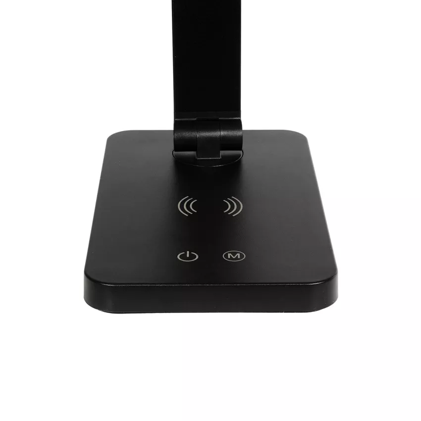 GLOBOSTAR® TEBLA  Μοντέρνο Επιτραπέζιο Φωτιστικό Γραφείου με Ασύρματη Φόρτιση 5W 1A LED 5W 500lm 120° AC 220-240V IP20 Ρυθμιζόμενο Λευκό CCT με Αφή 2700K/4500K/6000K Dimmable - Bridgelux SMD Chip - Μαύρο - Μ11 x Π31 x Υ52cm