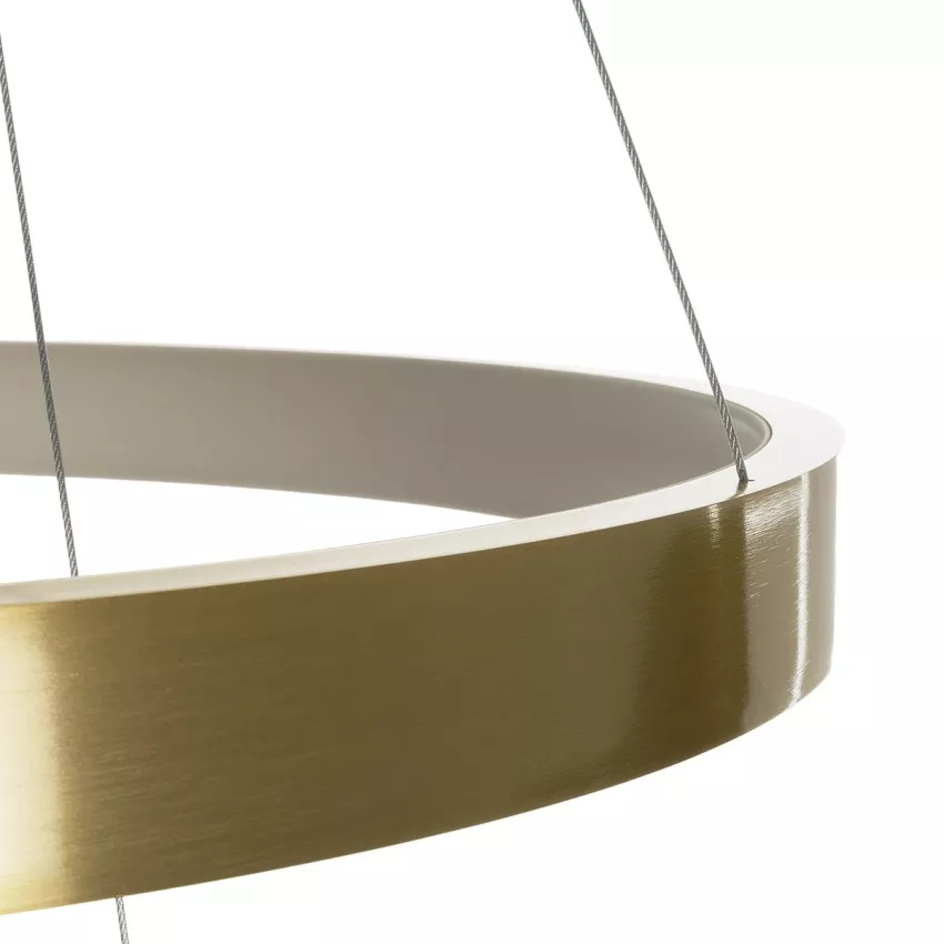 GLOBOSTAR® NEMESIS TRIO  Μοντέρνο Κρεμαστό Φωτιστικό Οροφής LED 100W 12123lm 360° AC 220-240V IP20 Ρυθμιζόμενο Λευκό CCT με Χειριστήριο από 2700K έως 6000K Dimmable - Lumileds SMD Chip - Χρυσό Βούρτσας - Μ60 x Π60 x Υ60cm