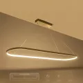 GLOBOSTAR® BOLIVAR  Μοντέρνο Κρεμαστό Φωτιστικό Οροφής LED 54W 6210lm 360° AC 220-240V IP20 Ρυθμιζόμενο Λευκό CCT με Χειριστήριο από 2700K έως 6000K Dimmable - Lumileds SMD Chip - Νίκελ Βούρτσας - Μ120 x Π30 x Υ2cm