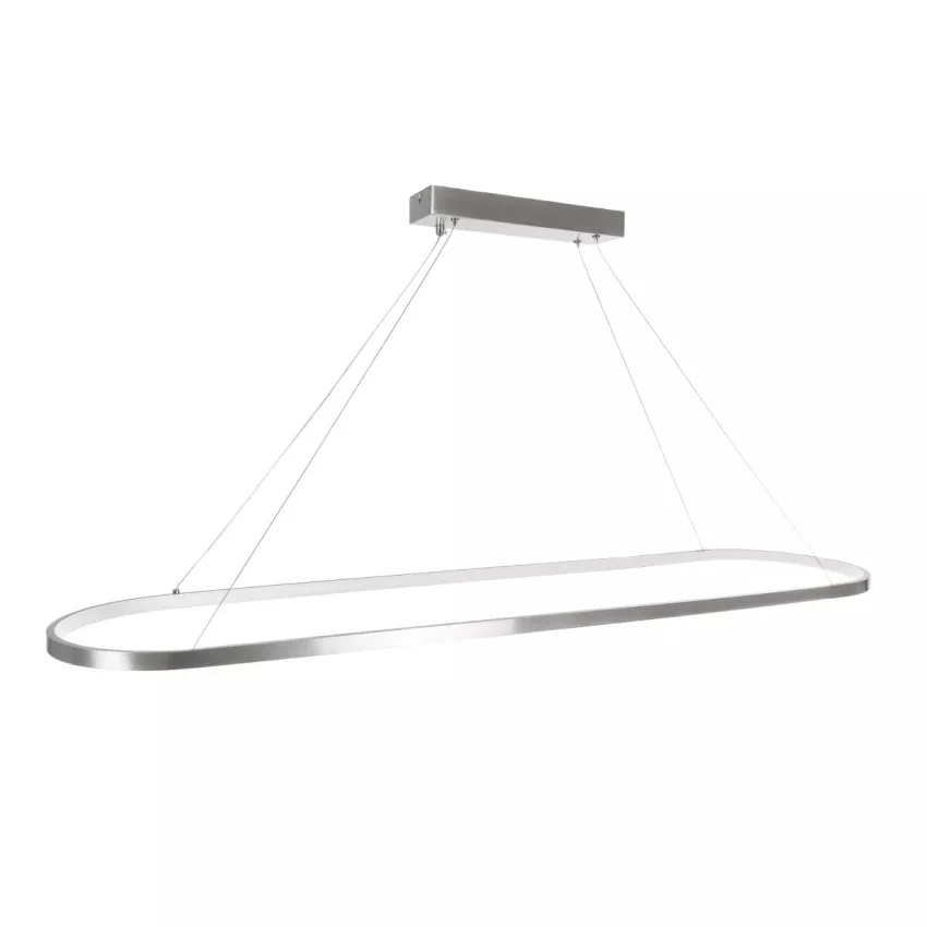 GLOBOSTAR® BOLIVAR  Μοντέρνο Κρεμαστό Φωτιστικό Οροφής LED 54W 6210lm 360° AC 220-240V IP20 Ρυθμιζόμενο Λευκό CCT με Χειριστήριο από 2700K έως 6000K Dimmable - Lumileds SMD Chip - Νίκελ Βούρτσας - Μ120 x Π30 x Υ2cm