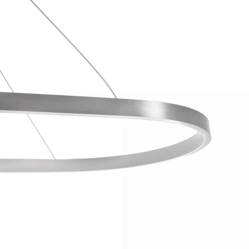 GLOBOSTAR® BOLIVAR  Μοντέρνο Κρεμαστό Φωτιστικό Οροφής LED 54W 6210lm 360° AC 220-240V IP20 Ρυθμιζόμενο Λευκό CCT με Χειριστήριο από 2700K έως 6000K Dimmable - Lumileds SMD Chip - Νίκελ Βούρτσας - Μ120 x Π30 x Υ2cm