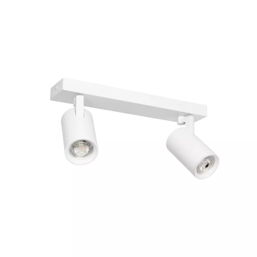 kelvo® SPOTA  Κινούμενο Φωτιστικό Σποτ Οροφής για 2 Λάμπες MR16 με Ντουί GU10 AC 220-240V IP20 - Λευκό Ματ - Μ30 x Π6 x Υ14.5cm