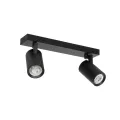 kelvo® SPOTA  Κινούμενο Φωτιστικό Σποτ Οροφής για 2 Λάμπες MR16 με Ντουί GU10 AC 220-240V IP20 - Μαύρο Ματ - Μ30 x Π6 x Υ14.5cm