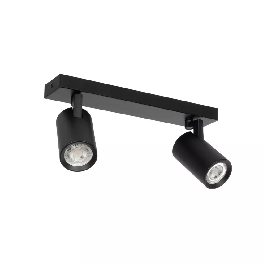 kelvo® SPOTA  Κινούμενο Φωτιστικό Σποτ Οροφής για 2 Λάμπες MR16 με Ντουί GU10 AC 220-240V IP20 - Μαύρο Ματ - Μ30 x Π6 x Υ14.5cm