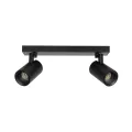 kelvo® SPOTA  Κινούμενο Φωτιστικό Σποτ Οροφής για 2 Λάμπες MR16 με Ντουί GU10 AC 220-240V IP20 - Μαύρο Ματ - Μ30 x Π6 x Υ14.5cm