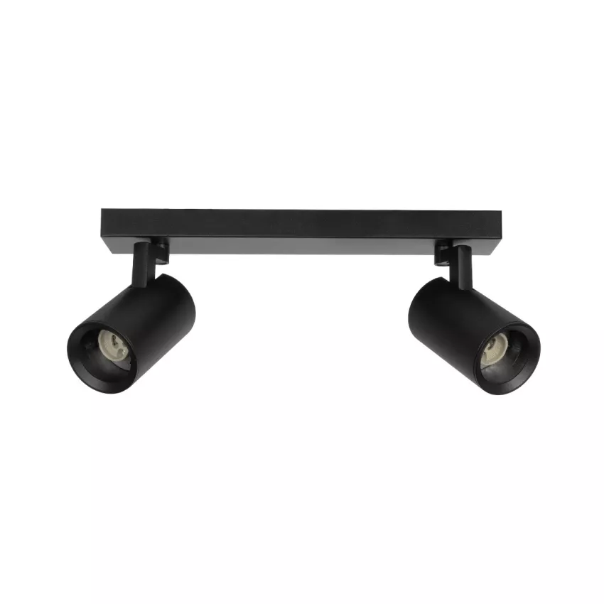kelvo® SPOTA  Κινούμενο Φωτιστικό Σποτ Οροφής για 2 Λάμπες MR16 με Ντουί GU10 AC 220-240V IP20 - Μαύρο Ματ - Μ30 x Π6 x Υ14.5cm