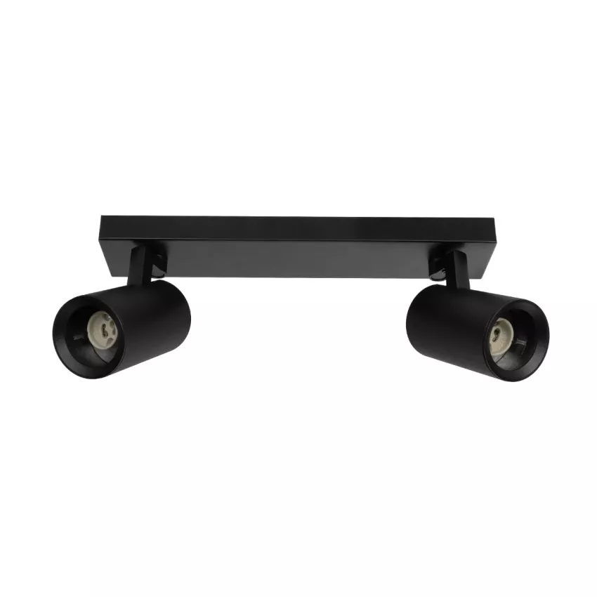 kelvo® SPOTA  Κινούμενο Φωτιστικό Σποτ Οροφής για 2 Λάμπες MR16 με Ντουί GU10 AC 220-240V IP20 - Μαύρο Ματ - Μ30 x Π6 x Υ14.5cm
