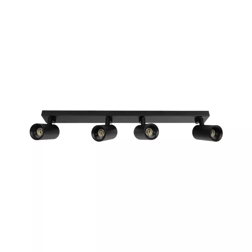 kelvo® SPOTA  Κινούμενο Φωτιστικό Σποτ Οροφής για 4 Λάμπες MR16 με Ντουί GU10 AC 220-240V IP20 - Μαύρο Ματ - Μ64 x Π6 x Υ14cm