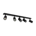 kelvo® SPOTA  Κινούμενο Φωτιστικό Σποτ Οροφής για 5 Λάμπες MR16 με Ντουί GU10 AC 220-240V IP20 - Μαύρο Ματ - Μ79.5 x Π6.3 x Υ14cm
