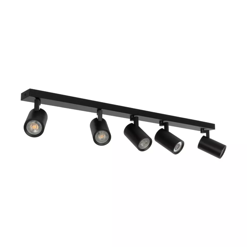 kelvo® SPOTA  Κινούμενο Φωτιστικό Σποτ Οροφής για 5 Λάμπες MR16 με Ντουί GU10 AC 220-240V IP20 - Μαύρο Ματ - Μ79.5 x Π6.3 x Υ14cm