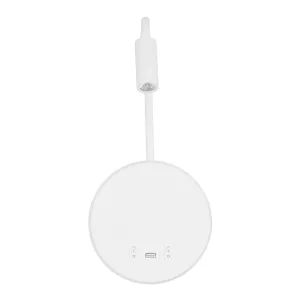 GLOBOSTAR® GOOSE  Μοντέρνο Φωτιστικό Τοίχου - Απλίκα Ξενοδοχείου Reading Light με Φορτιστή USB 3A LED 6W 600lm 36° & 360° AC 220-240V IP20 Θερμό Λευκό 2700K - Bridgelux COB Chip & TÜV SÜD Driver - Λευκό Ματ - Μ15.5 x Π22.5 x Υ30cm