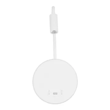 GLOBOSTAR® GOOSE  Μοντέρνο Φωτιστικό Τοίχου - Απλίκα Ξενοδοχείου Reading Light με Φορτιστή USB 3A LED 6W 600lm 36° & 360° AC 220-240V IP20 Θερμό Λευκό 2700K - Bridgelux COB Chip & TÜV SÜD Driver - Λευκό Ματ - Μ15.5 x Π22.5 x Υ30cm