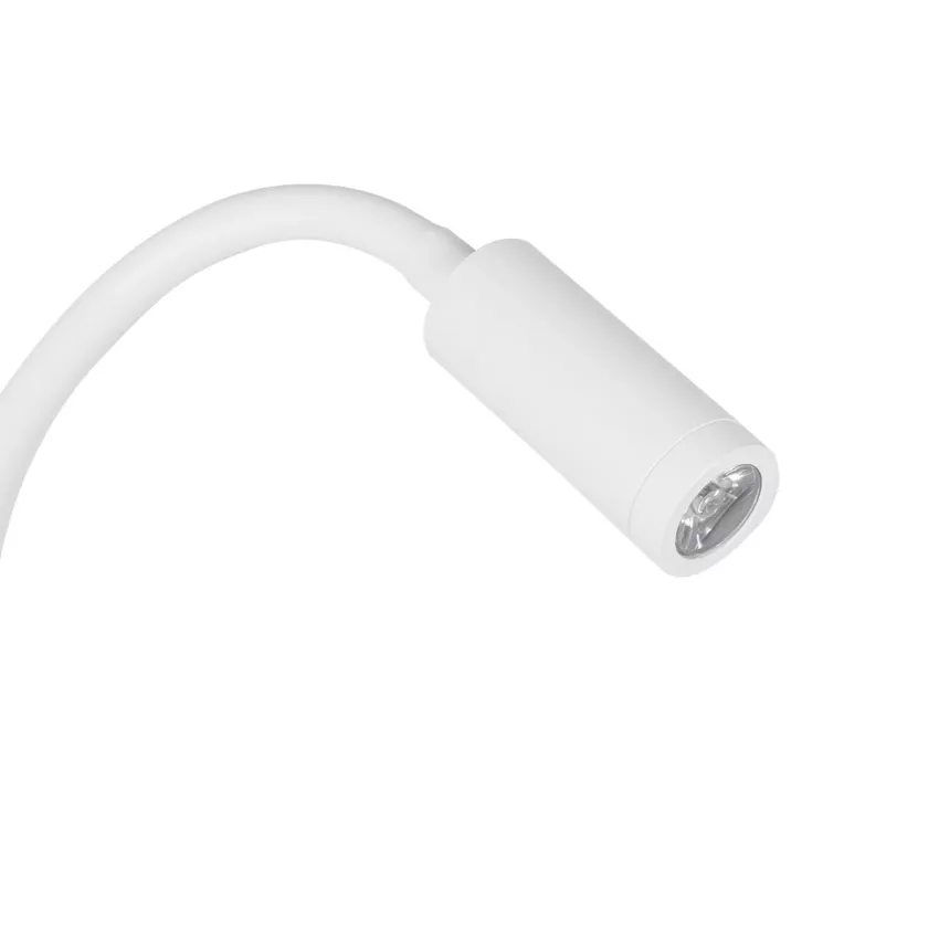GLOBOSTAR® GOOSE  Μοντέρνο Φωτιστικό Τοίχου - Απλίκα Ξενοδοχείου Reading Light με Φορτιστή USB 3A LED 6W 600lm 36° & 360° AC 220-240V IP20 Θερμό Λευκό 2700K - Bridgelux COB Chip & TÜV SÜD Driver - Λευκό Ματ - Μ15.5 x Π22.5 x Υ30cm