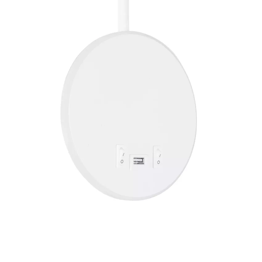 GLOBOSTAR® GOOSE  Μοντέρνο Φωτιστικό Τοίχου - Απλίκα Ξενοδοχείου Reading Light με Φορτιστή USB 3A LED 6W 600lm 36° & 360° AC 220-240V IP20 Θερμό Λευκό 2700K - Bridgelux COB Chip & TÜV SÜD Driver - Λευκό Ματ - Μ15.5 x Π22.5 x Υ30cm