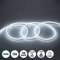 OVALE 120° Degree Neon Flex Epistar LED SMD 2835 1m 12W/m 120LED/m 1320lm/m 120° DC 24V Αδιάβροχη IP68 Ψυχρό Λευκό 6000K Dimmable