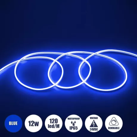 OVALE 120° Degree Neon Flex Epistar LED SMD 2835 1m 12W/m 120LED/m 1212lm/m 120° DC 24V Αδιάβροχη IP68 Μπλε Dimmable