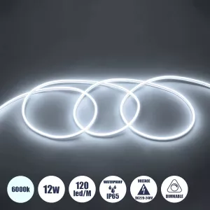 OVALE 120° Degree Neon Flex Epistar LED SMD 2835 1m 12W/m 120LED/m 1320lm/m 120° DC 230V Αδιάβροχη IP68 Ψυχρό Λευκό 6000K Dimmable