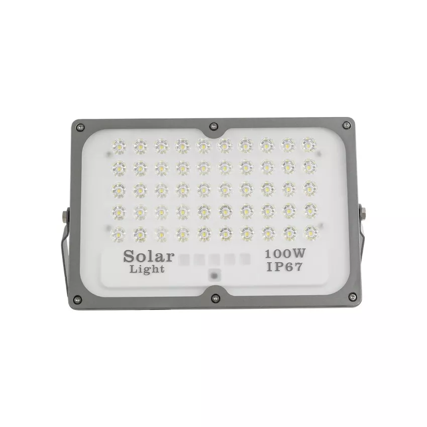 GLOBOSTAR® LUMOVOX  Προβολέας LED 100W 5000lm 120° DC 5V με Φωτοβολταϊκό Panel 5V 8W & Επαναφορτιζόμενη Μπαταρία Li-ion 3.2V 5000mAh Αδιάβροχο IP67 Ψυχρό Λευκό 6000K - 120 x SMD2835 Sanan Chip - Γκρι Ανθρακί - Μ25 x Π5.5 x Υ17.5cm