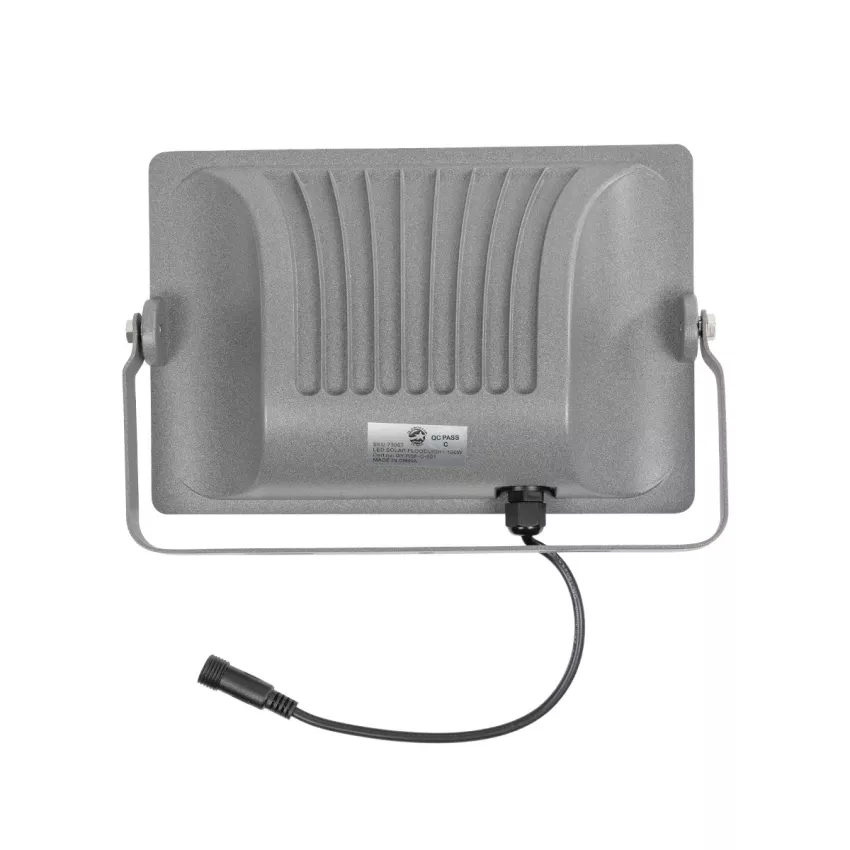 GLOBOSTAR® LUMOVOX  Προβολέας LED 100W 5000lm 120° DC 5V με Φωτοβολταϊκό Panel 5V 8W & Επαναφορτιζόμενη Μπαταρία Li-ion 3.2V 5000mAh Αδιάβροχο IP67 Ψυχρό Λευκό 6000K - 120 x SMD2835 Sanan Chip - Γκρι Ανθρακί - Μ25 x Π5.5 x Υ17.5cm
