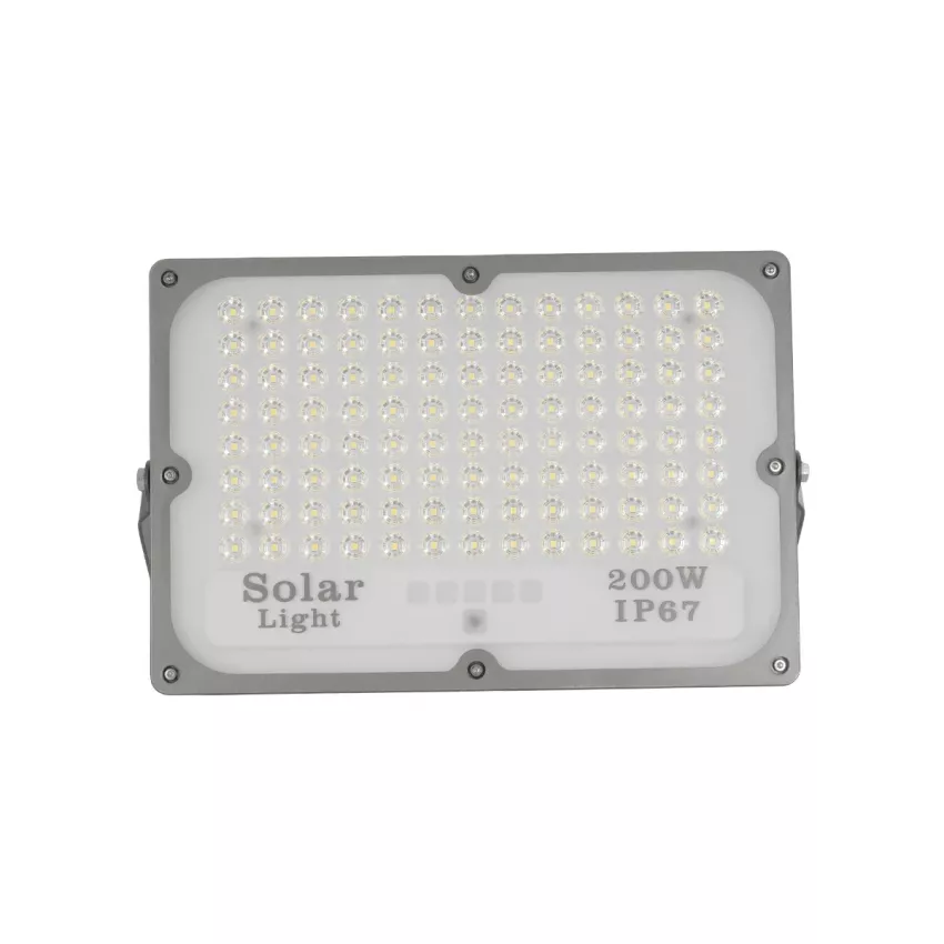 GLOBOSTAR® LUMOVOX  Προβολέας LED 200W 10000lm 120° DC 5V με Φωτοβολταϊκό Panel 5V 12W & Επαναφορτιζόμενη Μπαταρία Li-ion 3.2V 10000mAh Αδιάβροχο IP67 Ψυχρό Λευκό 6000K - 180 x SMD2835 Sanan Chip - Γκρι Ανθρακί - Μ29.5 x Π5.5 x Υ19cm