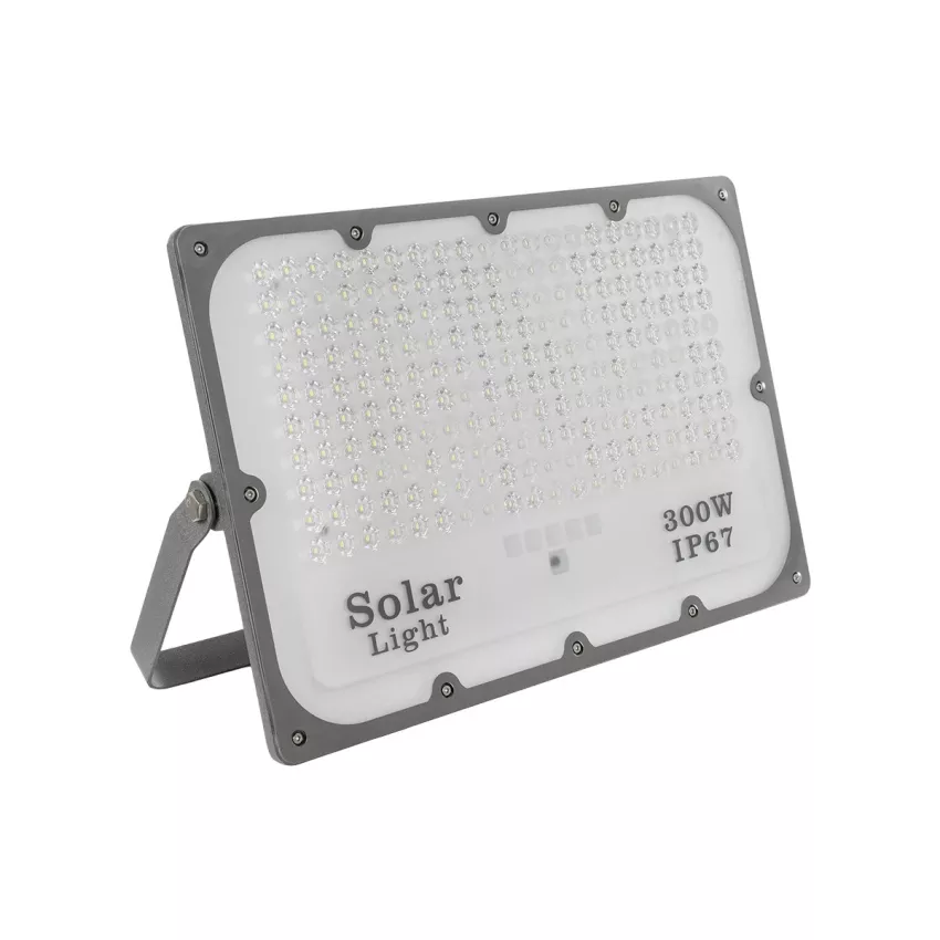 GLOBOSTAR® LUMOVOX  Προβολέας LED 300W 15000lm 120° DC 5V με Φωτοβολταϊκό Panel 5V 20W & Επαναφορτιζόμενη Μπαταρία Li-ion 3.2V 15000mAh Αδιάβροχο IP67 Ψυχρό Λευκό 6000K - 360 x SMD2835 Sanan Chip - Γκρι Ανθρακί - Μ37 x Π7.5 x Υ27cm
