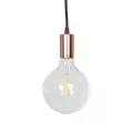 GLOBOSTAR® WHIP  Μοντέρνο DIY Φωτιστικό με Υφασμάτινο Καλώδιο, Ντουί 1 x E27, Διακόπτη On/Off & Πρίζα AC 220-240V IP20 - Μαύρο & Ροζ Χρυσό - Μ150 x Π4 x Υ4cm