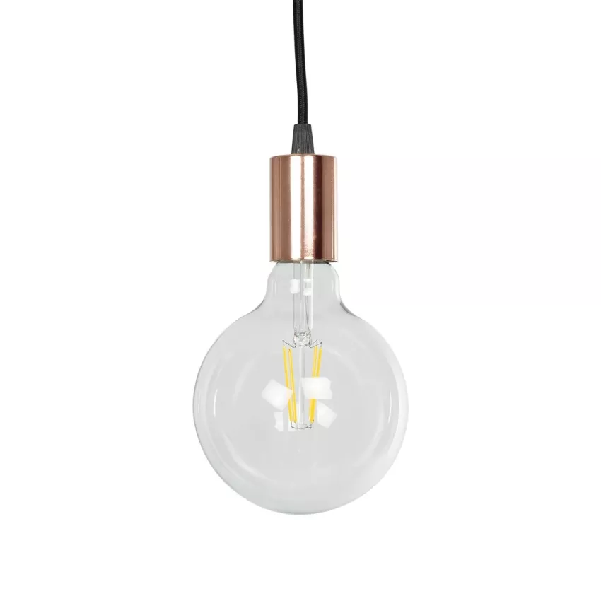 GLOBOSTAR® WHIP  Μοντέρνο DIY Φωτιστικό με Υφασμάτινο Καλώδιο, Ντουί 1 x E27, Διακόπτη On/Off & Πρίζα AC 220-240V IP20 - Μαύρο & Ροζ Χρυσό - Μ150 x Π4 x Υ4cm
