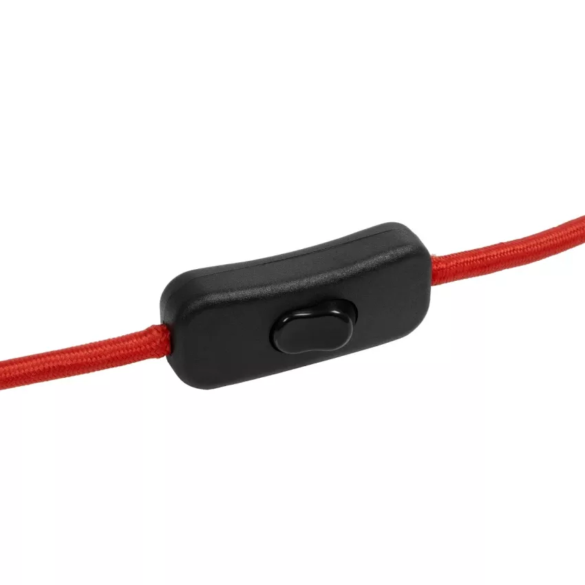 GLOBOSTAR® WHIP  Μοντέρνο DIY Φωτιστικό με Υφασμάτινο Καλώδιο, Ντουί 1 x E27, Διακόπτη On/Off & Πρίζα AC 220-240V IP20 - Κόκκινο & Μαύρο - Μ140 x Π4 x Υ4cm