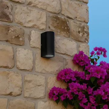 kelvo® MURANO  Φωτιστικό Τοίχου / Απλίκα για 2 Λάμπες MR16 με Ντουί GU10 AC 220-240V Αδιάβροχο IP65 - Μαύρο Ματ - Μ8 x Π8 x Υ15cm