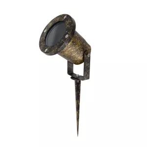 kelvo® GARDELINI  Φωτιστικό Σποτ Κήπου για Φυτά & Δέντρα με Καρφωτή Βάση για Λάμπα MR16 με Ντουί GU10 AC 220-240V Αδιάβροχο IP65 - Χρυσό Εφέ Σκουριάς Ματ - Μ10 x Π10 x Υ30cm