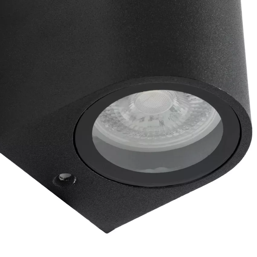 kelvo® MURANO  Φωτιστικό Τοίχου / Απλίκα για 2 Λάμπες MR16 με Ντουί GU10 AC 220-240V Αδιάβροχο IP65 - Μαύρο Ματ - Μ8 x Π8 x Υ15cm
