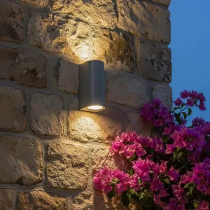 kelvo® MURANO  Φωτιστικό Τοίχου / Απλίκα για 2 Λάμπες MR16 με Ντουί GU10 AC 220-240V Αδιάβροχο IP65 - Γκρι Ανθρακί Ματ - Μ8 x Π8 x Υ15cm