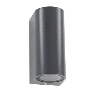 kelvo® MURANO  Φωτιστικό Τοίχου / Απλίκα για 2 Λάμπες MR16 με Ντουί GU10 AC 220-240V Αδιάβροχο IP65 - Γκρι Ανθρακί Ματ - Μ8 x Π8 x Υ15cm