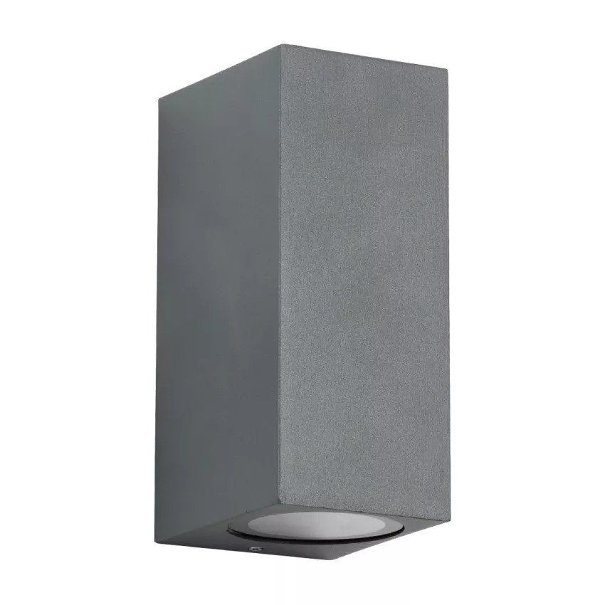 kelvo® BURANO  Φωτιστικό Τοίχου / Απλίκα για 2 Λάμπες MR16 με Ντουί GU10 AC 220-240V Αδιάβροχο IP65 - Γκρι Ανθρακί Ματ - Μ8 x Π8 x Υ15cm