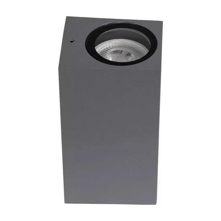 kelvo® BURANO  Φωτιστικό Τοίχου / Απλίκα για 2 Λάμπες MR16 με Ντουί GU10 AC 220-240V Αδιάβροχο IP65 - Γκρι Ανθρακί Ματ - Μ8 x Π8 x Υ15cm