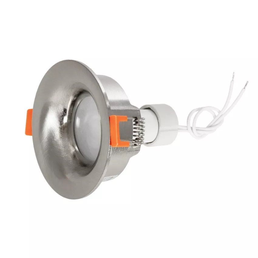 kelvo® LAMDA  Χωνευτό Φωτιστικό Downlight Σποτ Μπάνιου για Λάμπα MR16 με Ντουί GU10 AC 220-240V Αδιάβροχο IP65 - Νίκελ Βούρτσας - Μ8.5 x Π8.5 x Υ3.5cm / Q7.5cm
