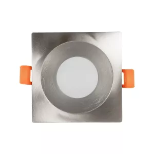 kelvo® EPSILON  Χωνευτό Φωτιστικό Downlight Σποτ Μπάνιου για Λάμπα MR16 με Ντουί GU10 AC 220-240V Αδιάβροχο IP65 - Νίκελ Βούρτσας - Μ8.5 x Π8.5 x Υ4.4cm / Q7.5cm x 7.5cm