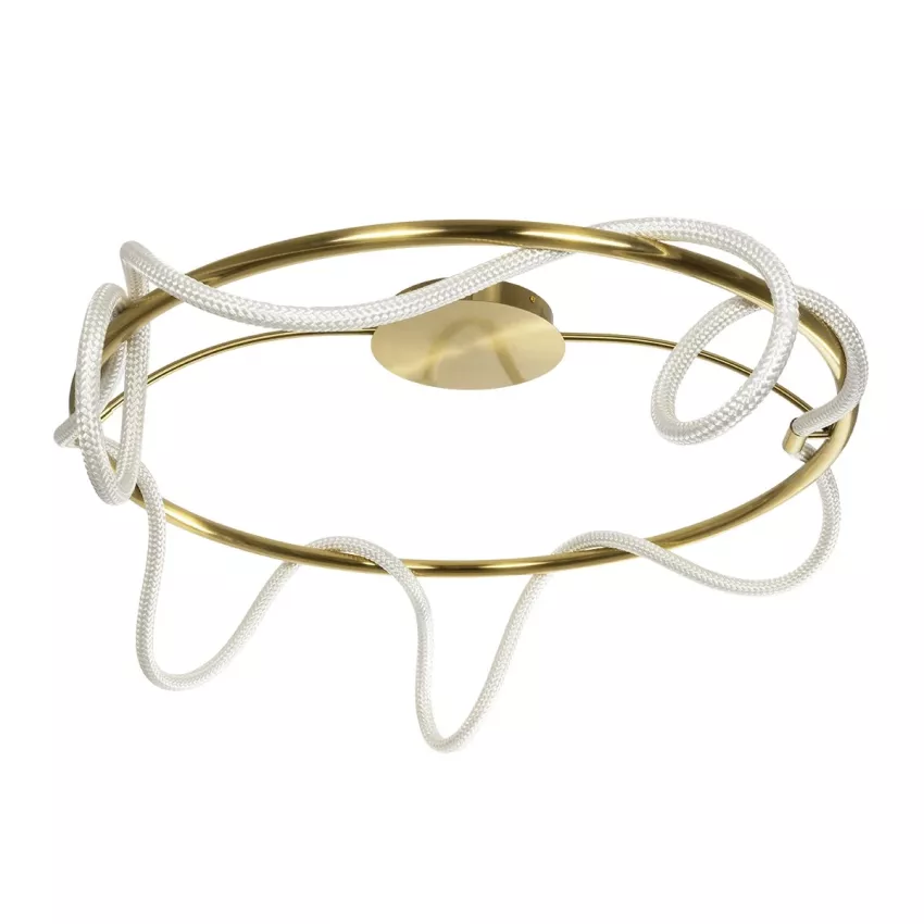 kelvo® GLOW  Φωτιστικό Οροφής LED 65W 6500lm 360° AC 220-240V IP20 Ρυθμιζόμενο Λευκό CCT με Χειριστήριο από 2700K έως 6000K Dimmable - Lumileds SMD Chip - Χρυσό Πλατίνα - Μ100 x Π100 x Υ30cm