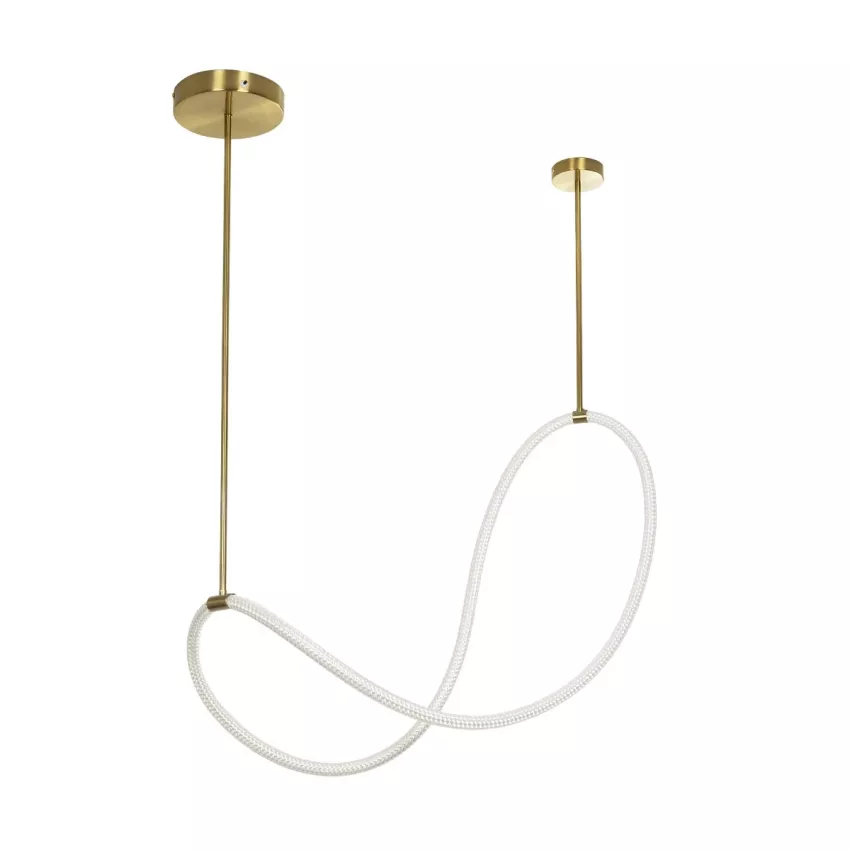 kelvo® GLOW  Κρεμαστό Φωτιστικό Οροφής LED 34W 3400lm 360° AC 220-240V IP20 Ρυθμιζόμενο Λευκό CCT με Χειριστήριο από 2700K έως 6000K Dimmable - Lumileds SMD Chip - Χρυσό Πλατίνα - Μ20 x Π35 x Υ120cm