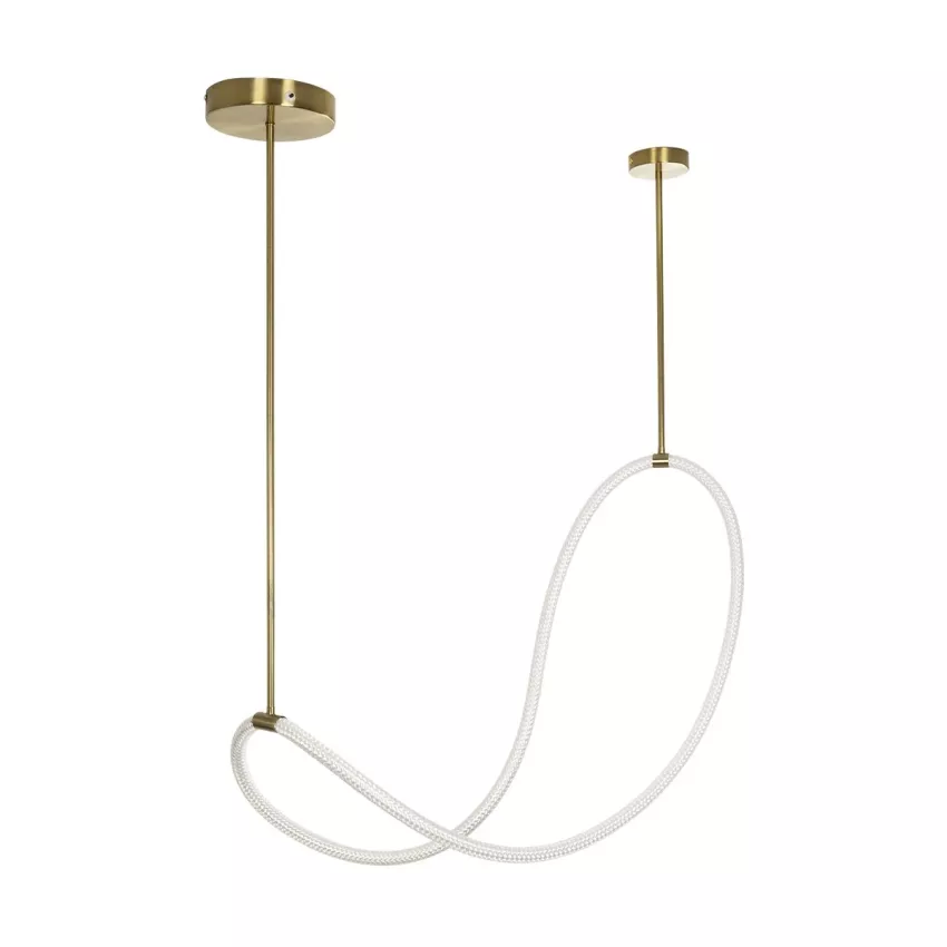 kelvo® GLOW  Κρεμαστό Φωτιστικό Οροφής LED 34W 3400lm 360° AC 220-240V IP20 Ρυθμιζόμενο Λευκό CCT με Χειριστήριο από 2700K έως 6000K Dimmable - Lumileds SMD Chip - Χρυσό Πλατίνα - Μ20 x Π35 x Υ120cm