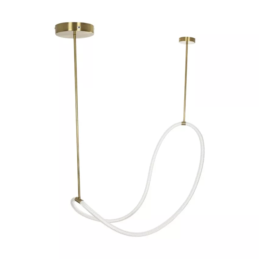 kelvo® GLOW  Κρεμαστό Φωτιστικό Οροφής LED 34W 3400lm 360° AC 220-240V IP20 Ρυθμιζόμενο Λευκό CCT με Χειριστήριο από 2700K έως 6000K Dimmable - Lumileds SMD Chip - Χρυσό Πλατίνα - Μ20 x Π35 x Υ120cm