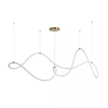 kelvo® GLOW  Κρεμαστό Φωτιστικό Οροφής LED 65W 6500lm 360° AC 220-240V IP20 Ρυθμιζόμενο Λευκό CCT με Χειριστήριο από 2700K έως 6000K Dimmable - Lumileds SMD Chip - Σατινέ Χρυσό Βούρτσας - Μ150 x Π70 x Υ90cm