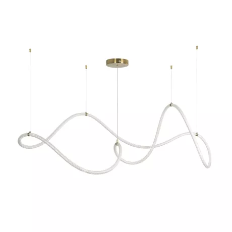 kelvo® GLOW  Κρεμαστό Φωτιστικό Οροφής LED 65W 6500lm 360° AC 220-240V IP20 Ρυθμιζόμενο Λευκό CCT με Χειριστήριο από 2700K έως 6000K Dimmable - Lumileds SMD Chip - Σατινέ Χρυσό Βούρτσας - Μ150 x Π70 x Υ90cm