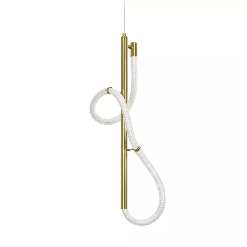 kelvo® GLOW  Κρεμαστό Φωτιστικό Οροφής LED 24W 2400lm 360° AC 220-240V IP20 Ρυθμιζόμενο Λευκό CCT με On/Off 2700K/4500K/6000K - Lumileds SMD Chip - Χρυσό Πλατίνα - Μ30 x Π17 x Υ66cm