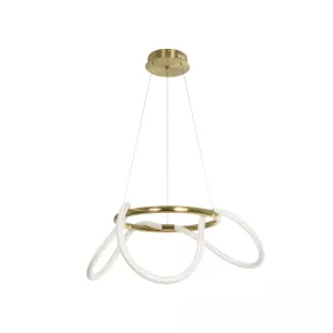 kelvo® GLOW  Κρεμαστό Φωτιστικό Οροφής LED 36W 3600lm 360° AC 220-240V IP20 Ρυθμιζόμενο Λευκό CCT με Χειριστήριο από 2700K έως 6000K Dimmable - Lumileds SMD Chip - Χρυσό Πλατίνα - Μ70 x Π70 x Υ40cm