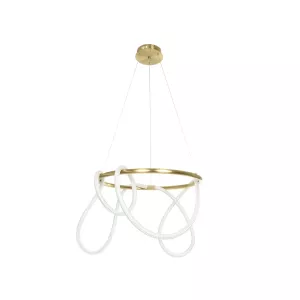 kelvo® GLOW  Κρεμαστό Φωτιστικό Οροφής LED 58W 5800lm 360° AC 220-240V IP20 Ρυθμιζόμενο Λευκό CCT με Χειριστήριο από 2700K έως 6000K Dimmable - Lumileds SMD Chip - Χρυσό Πλατίνα - Μ80 x Π80 x Υ40cm