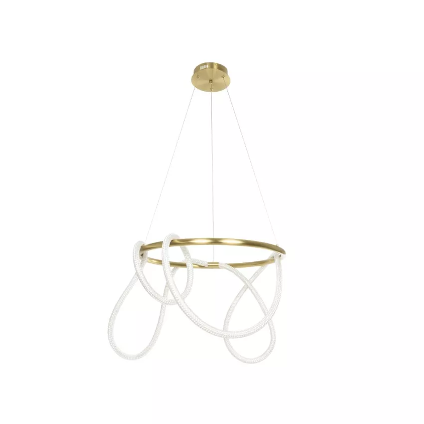 kelvo® GLOW  Κρεμαστό Φωτιστικό Οροφής LED 58W 5800lm 360° AC 220-240V IP20 Ρυθμιζόμενο Λευκό CCT με Χειριστήριο από 2700K έως 6000K Dimmable - Lumileds SMD Chip - Χρυσό Πλατίνα - Μ80 x Π80 x Υ40cm